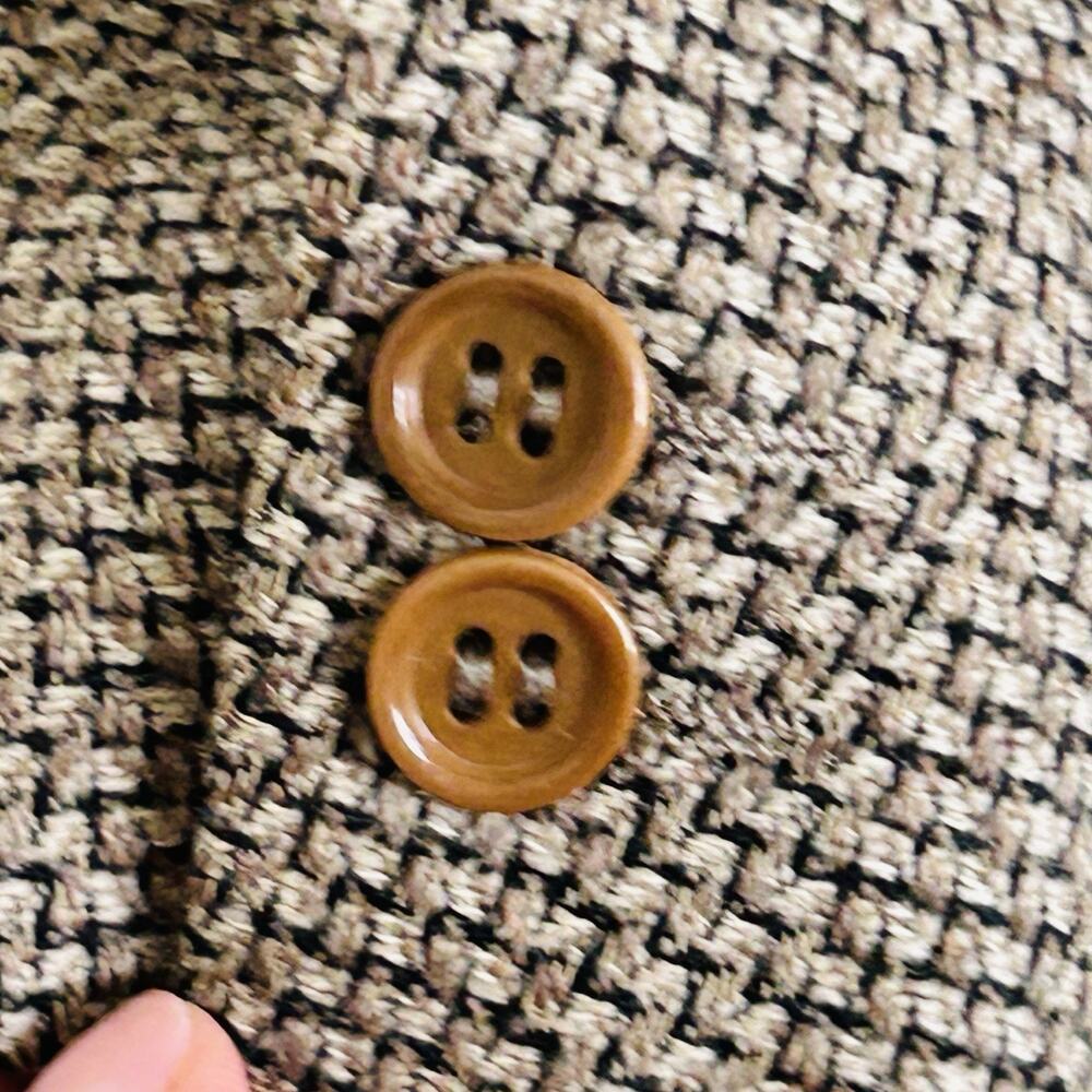 Barneys New York Mens Wool Blazer IT 48 US 38 Tan Black Herringbone Jacket Italy - Picture 5 of 9